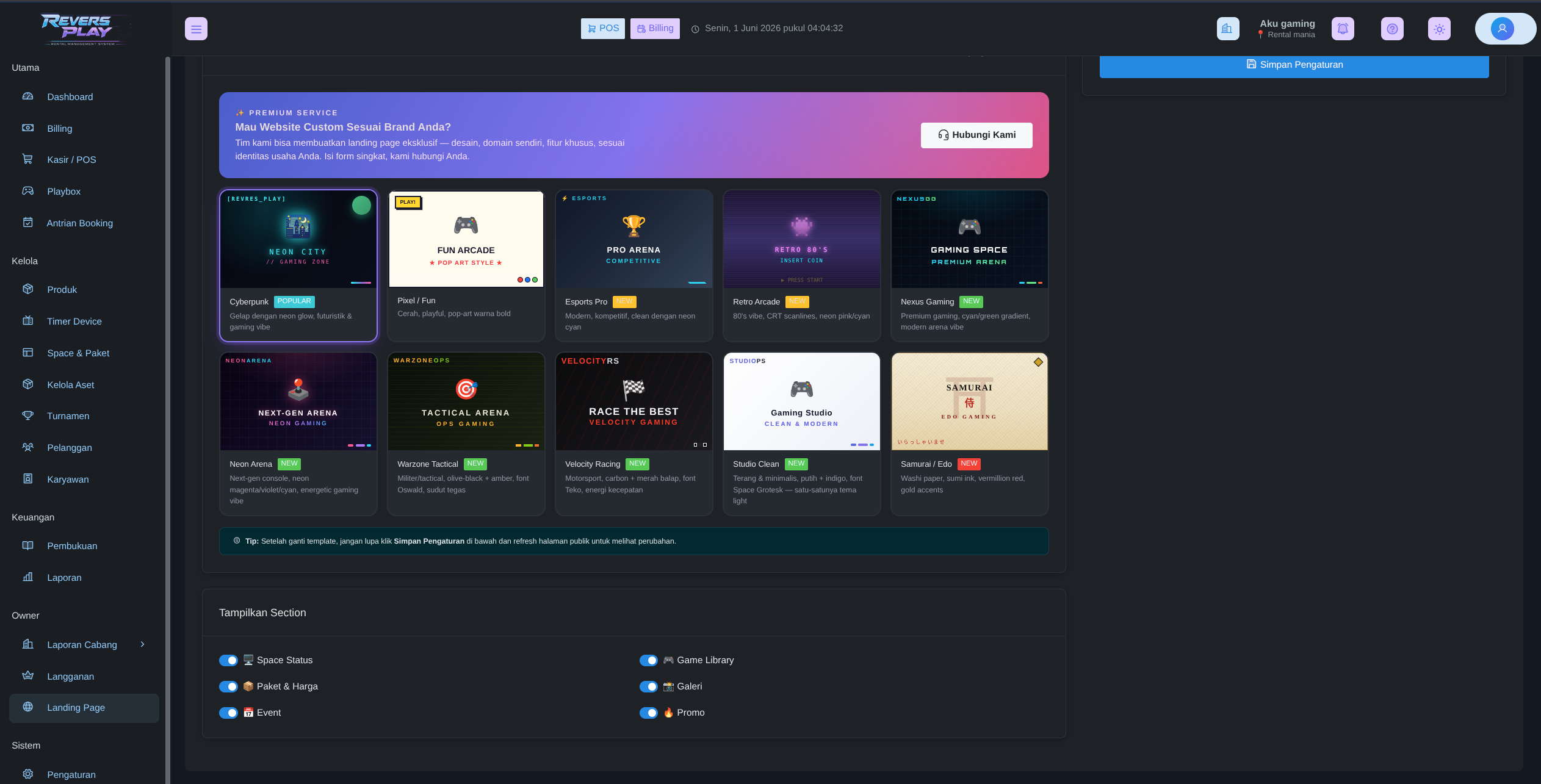 Hero website rental